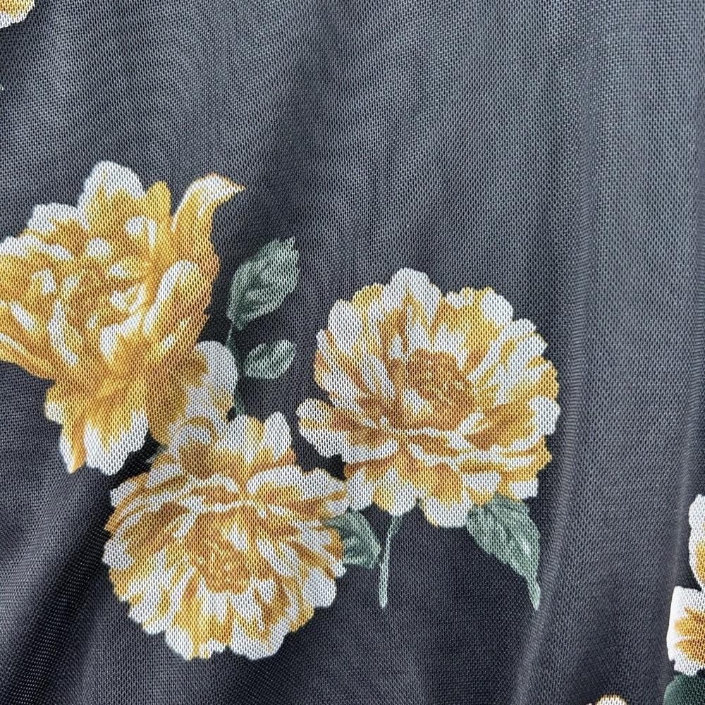 Torrid Floral Mesh Blouse Size 3 Black Yellow Long Sleeve Plus Size - Picture 10 of 10